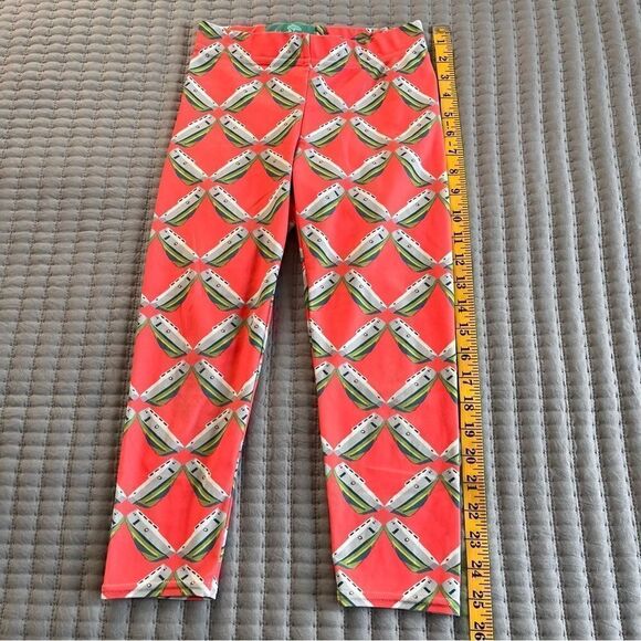 Leland Gal Grapefruit Tug Lattice Hand Painted Textiles, Girls XS Leggings - Picture 6 of 11